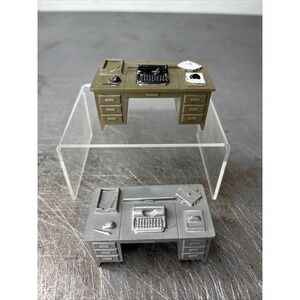 Army Headquarters Desk WWII Plastic Army Men Toy Figure Accessory Marx Lot of 2